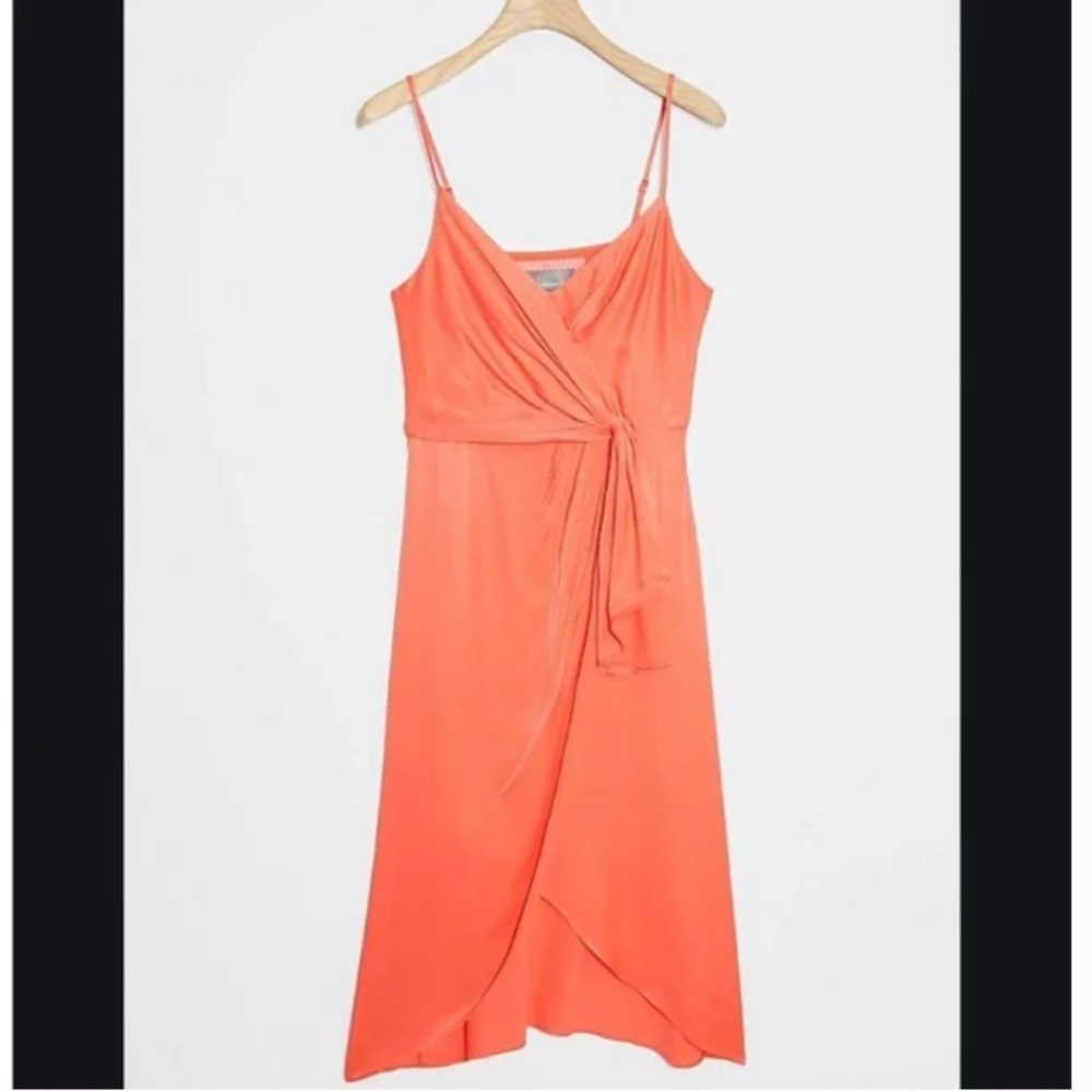 Giverny Midi Minimalist Modern Boho Art Deco Cottage Tie V Peasant Slip Dress